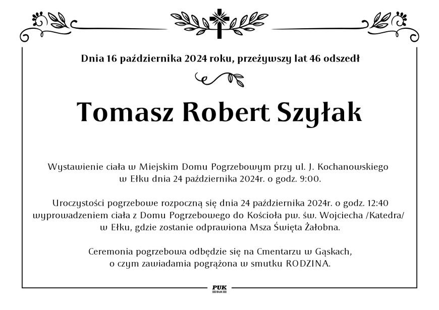 Tomasz Robert Szyłak - nekrolog